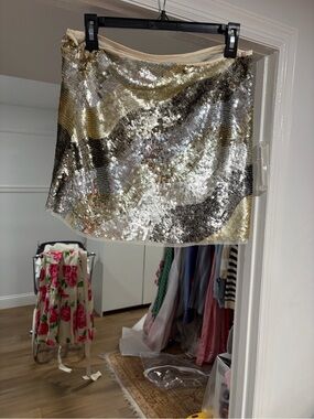 Sequin Mini Skirt in Silver & Gold - Women